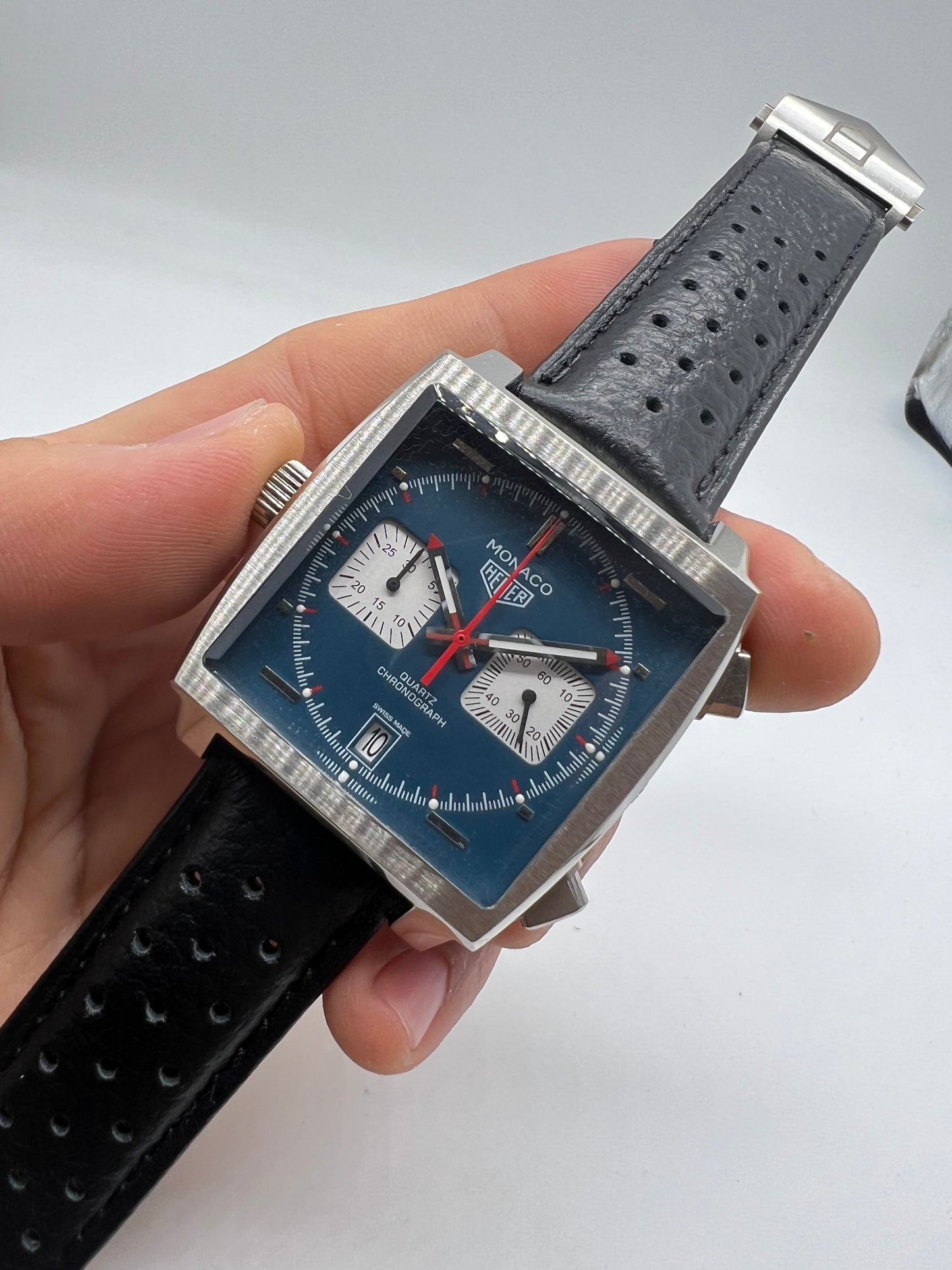 TAG Heuer Monaco Quartz Chronograph en azul y plata