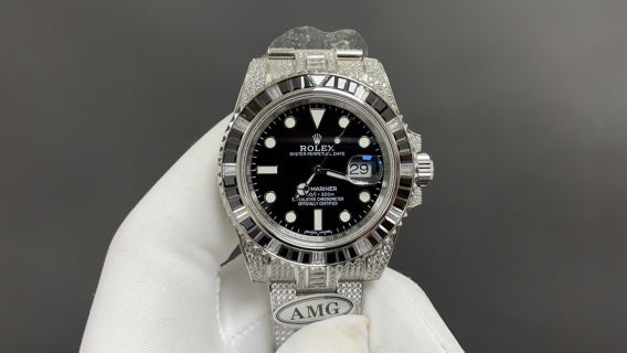 Rolex Submariner – Custom Full Iced With Green Baguettes 116610LV ALL