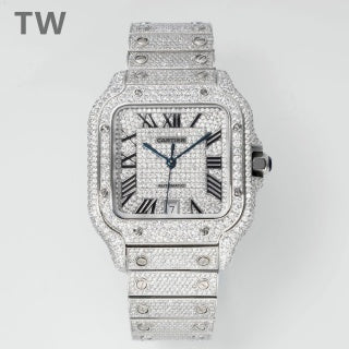 Cartier Santos de Cartier – Large Model (Aftermarket Full Iced)