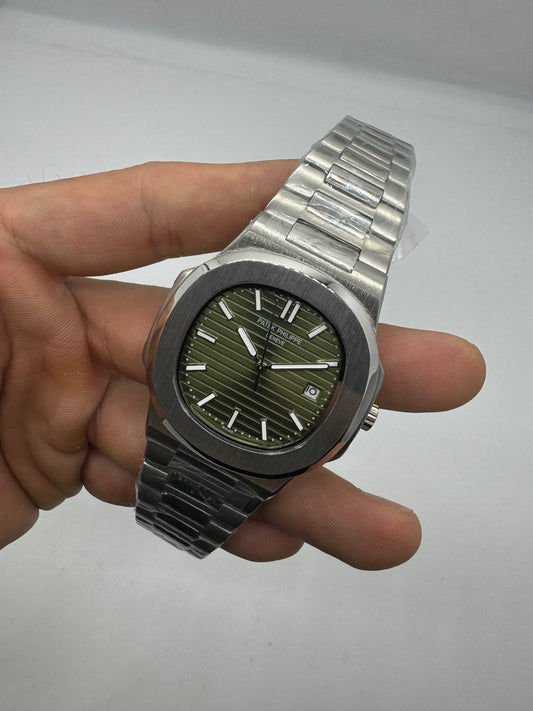 Patek Philippe Nautilus Olive Green Sunburst Dial