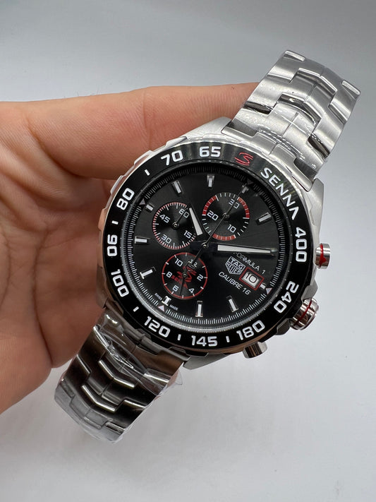 TAG Heuer Formula 1 Senna Special Edition Calibre 16 Chronograph Black and Silver with Red Details