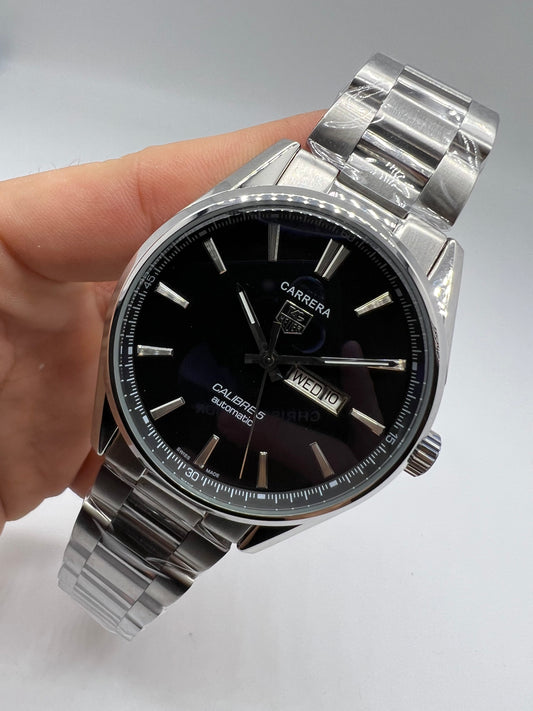 TAG Heuer Carrera Calibre 5 Automatic Day-Date Black with Stainless Steel