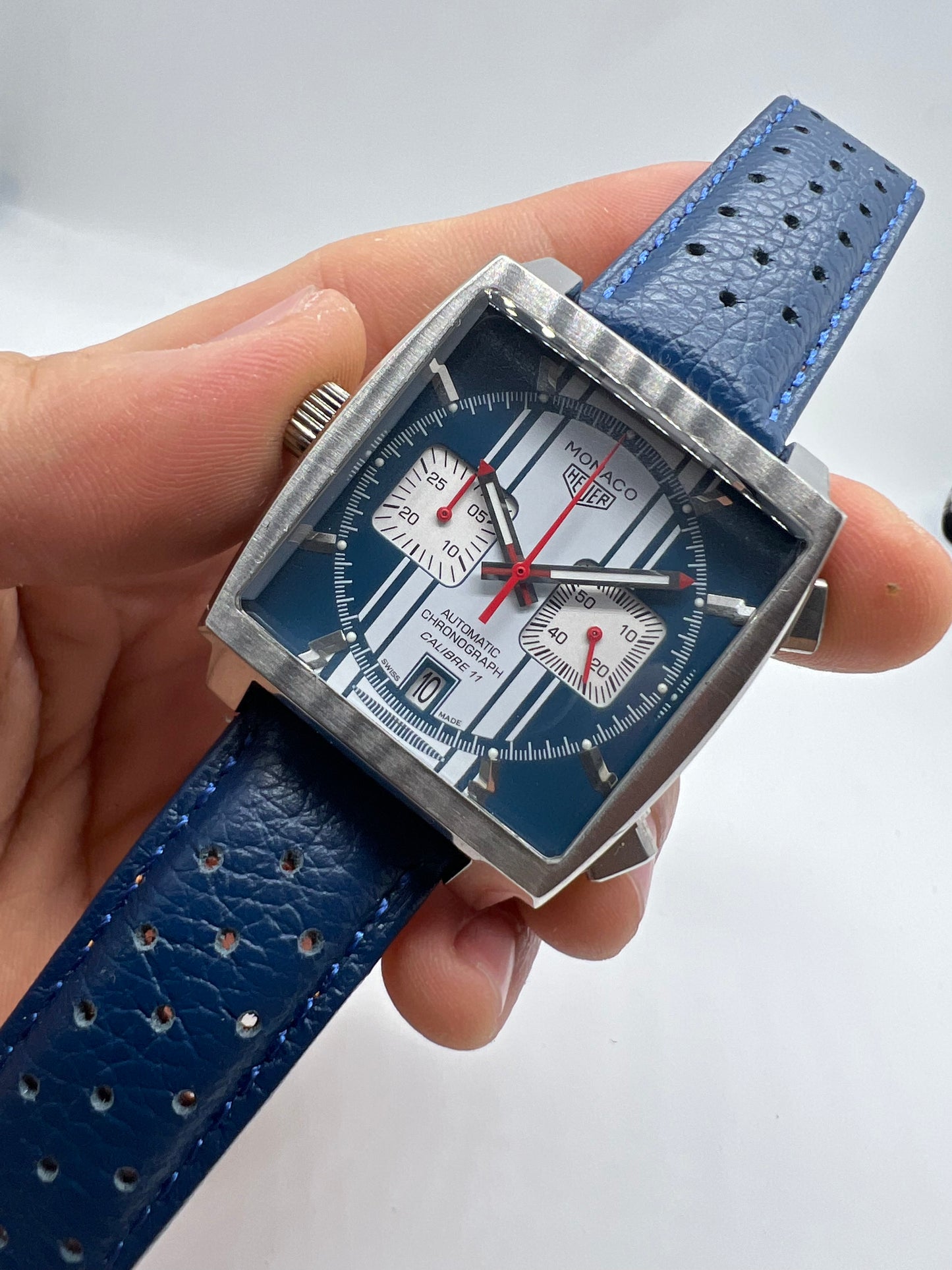 TAG Heuer Monaco Calibre 11 Stripe Dial Automático Chronograph