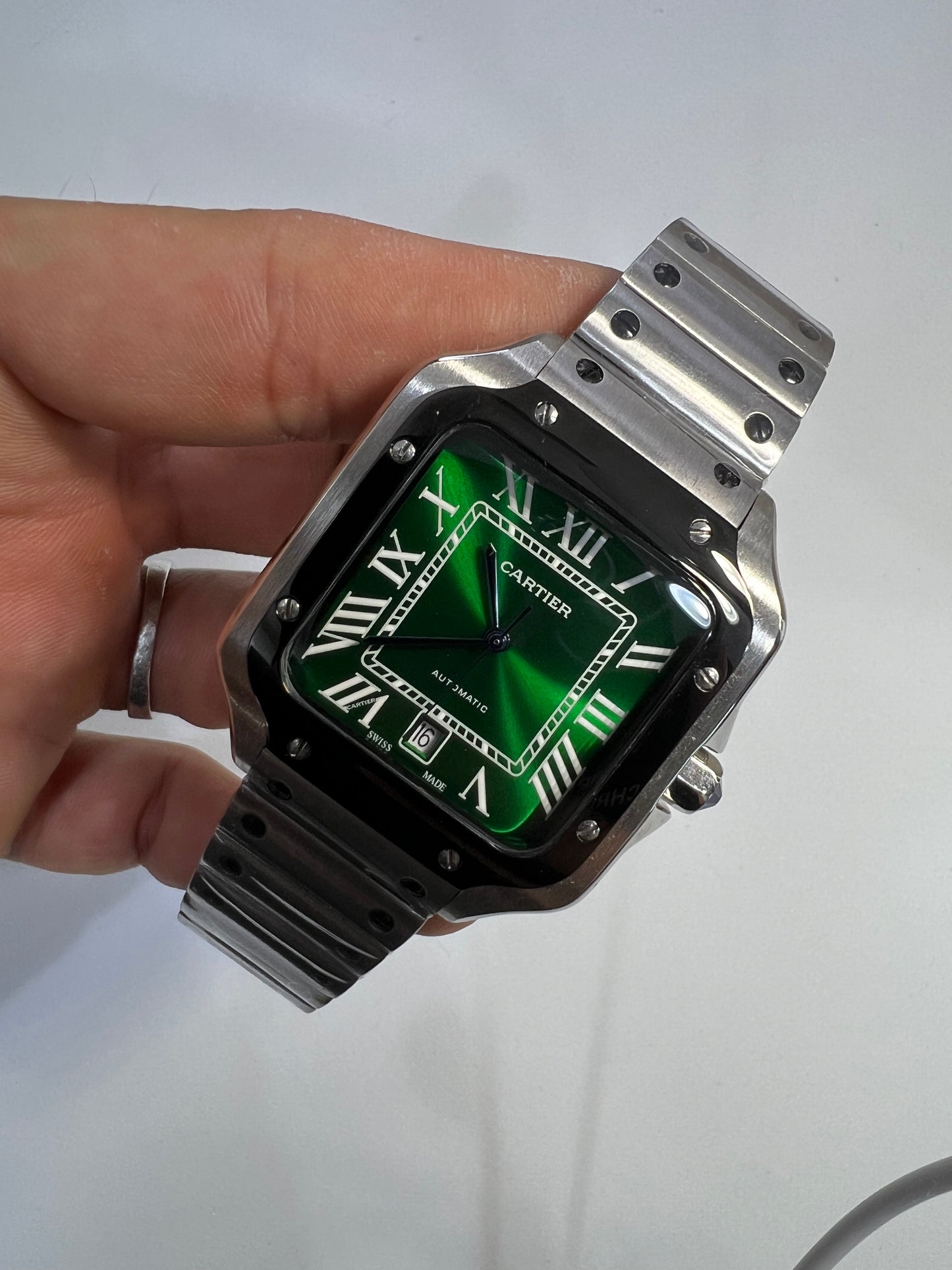 Cartier Santos de Cartier Large Acero Black and Green