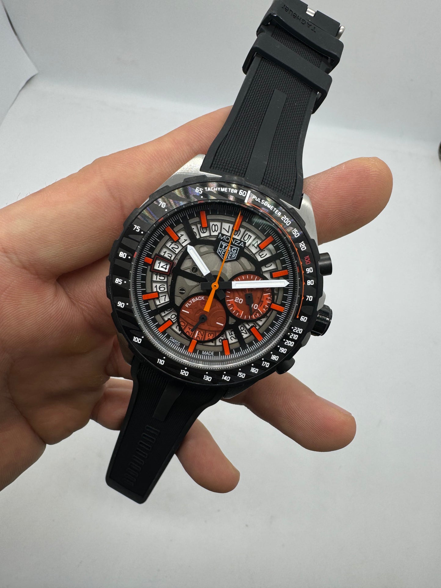 TAG Heuer Monza Skeleton Dial with Orange Accents
