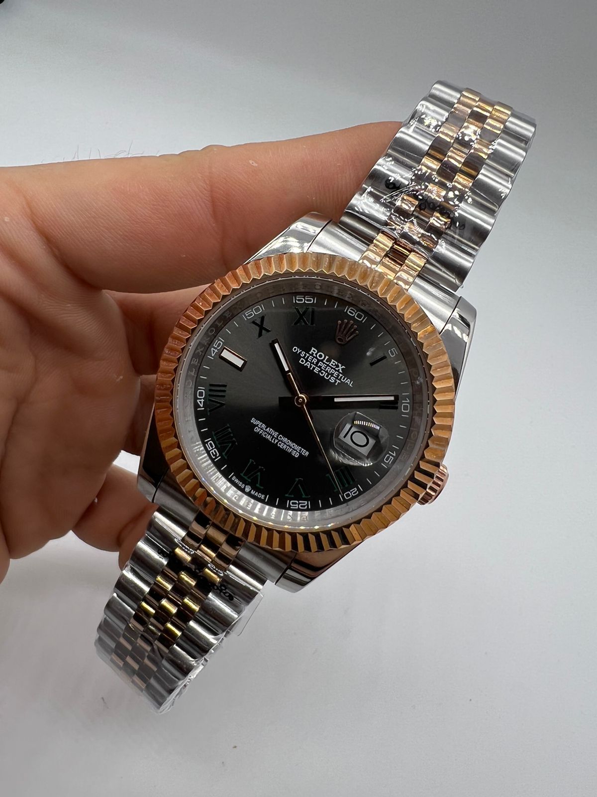 Rolex datejust black and gold
