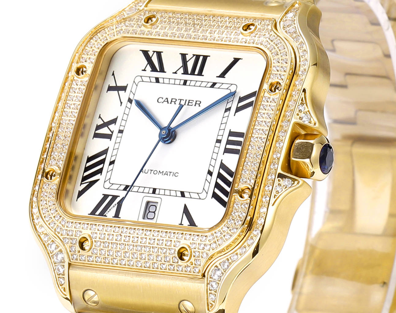 👑 Cartier Santos (versión pavé en oro)