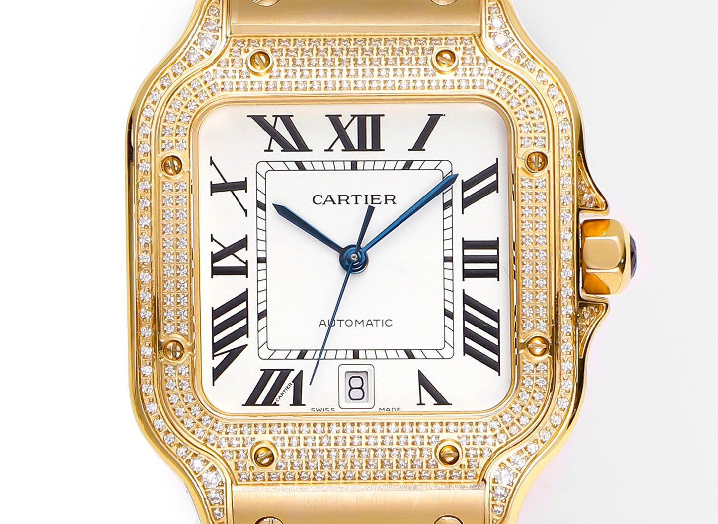 👑 Cartier Santos (versión pavé en oro)