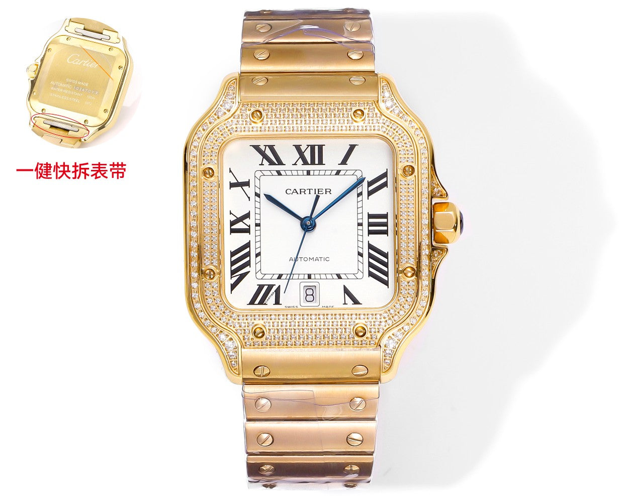 👑 Cartier Santos (versión pavé en oro)