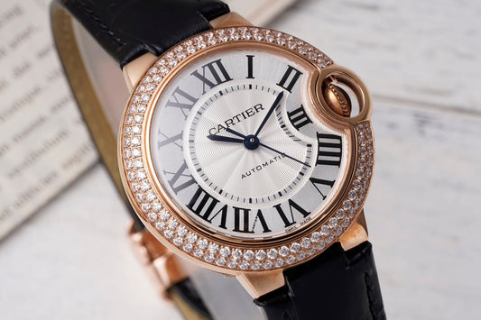 👑💎 Cartier Ballon Bleu (oro rosa con doble fila de diamantes)