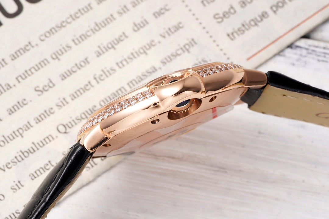 👑💎 Cartier Ballon Bleu (oro rosa con doble fila de diamantes)