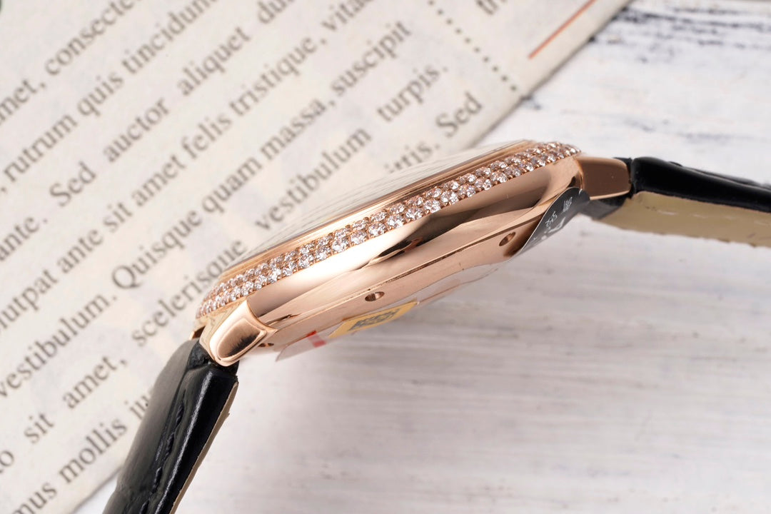 👑💎 Cartier Ballon Bleu (oro rosa con doble fila de diamantes)
