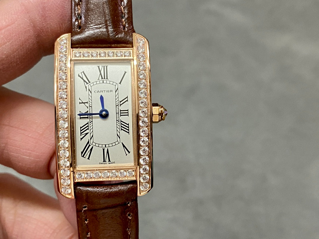 💎👑 Cartier Tank Américaine (oro rosa con diamantes)