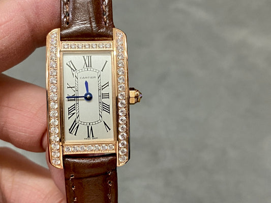 💎👑 Cartier Tank Américaine (oro rosa con diamantes)