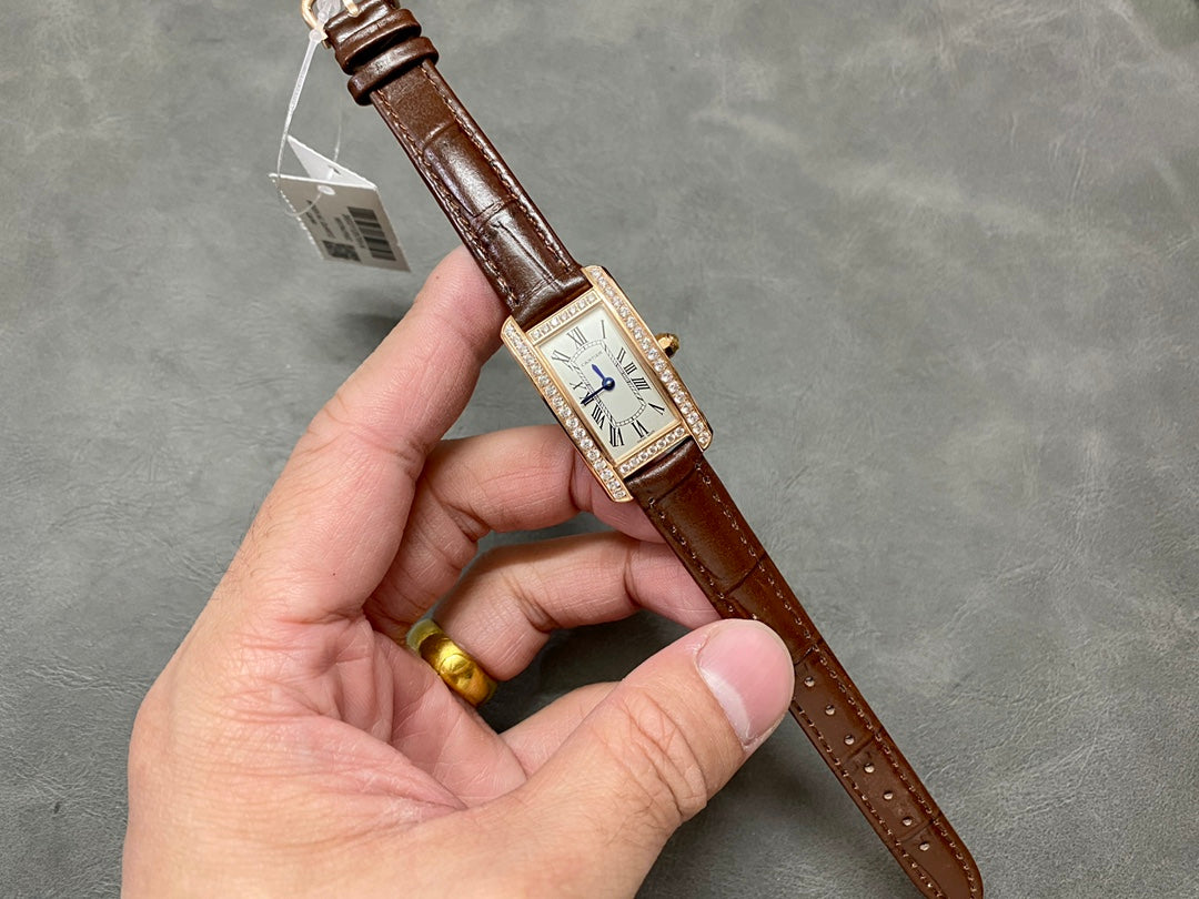 💎👑 Cartier Tank Américaine (oro rosa con diamantes)