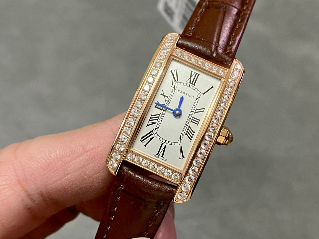 💎👑 Cartier Tank Américaine (oro rosa con diamantes)
