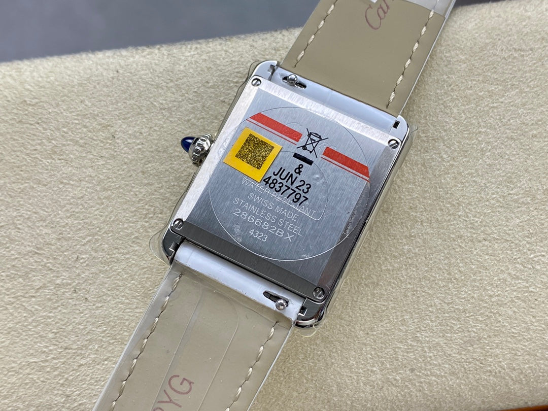 ⌚ Cartier Tank Must (esfera blanca minimalista)