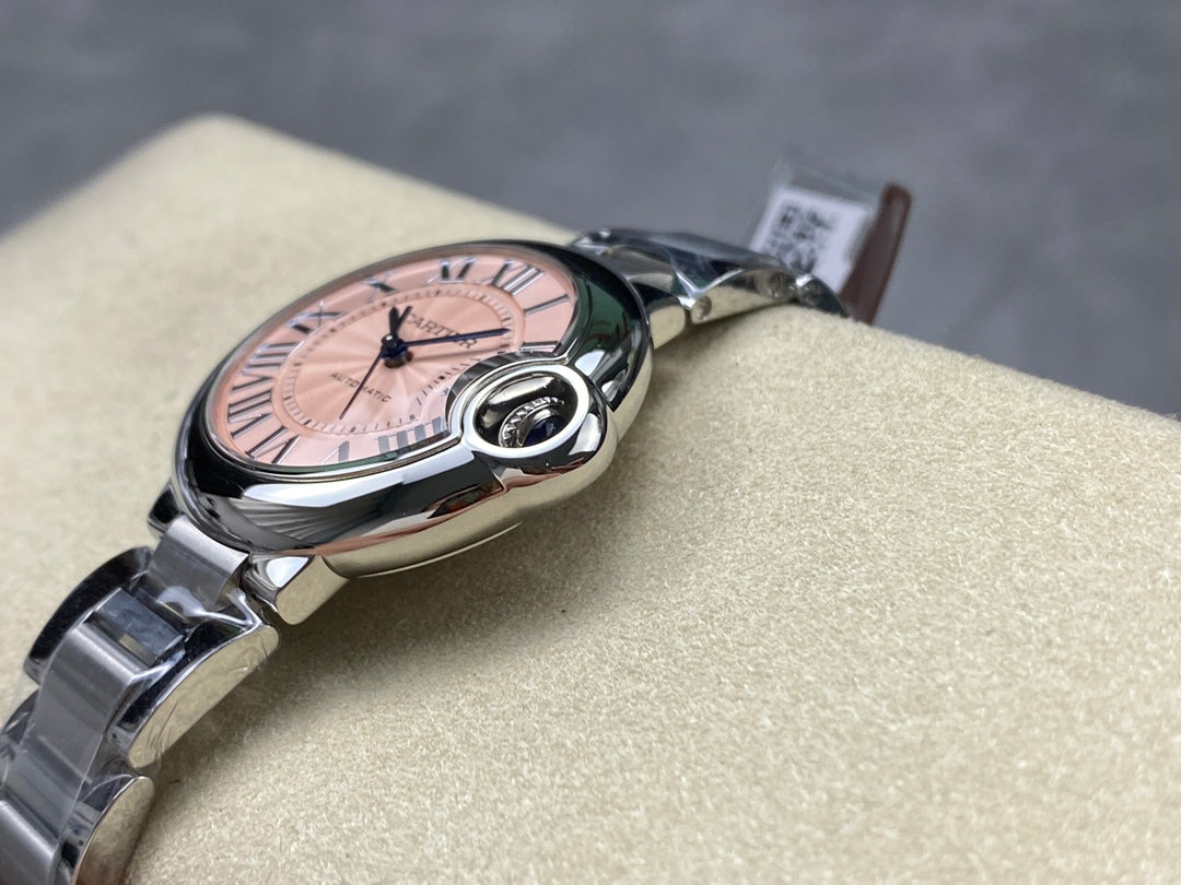 Cartier Ballon Bleu de Cartier 33mm Automatic (acero, esfera rosada / salmón)