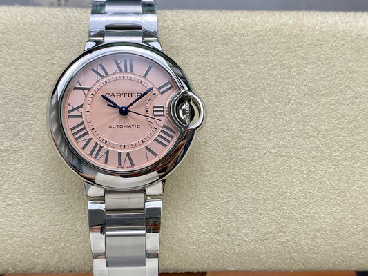 Cartier Ballon Bleu de Cartier 33mm Automatic (acero, esfera rosada / salmón)