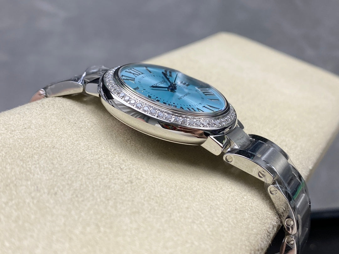Cartier Ballon Bleu de Cartier 33mm Automatic con bisel de diamantes (acero)