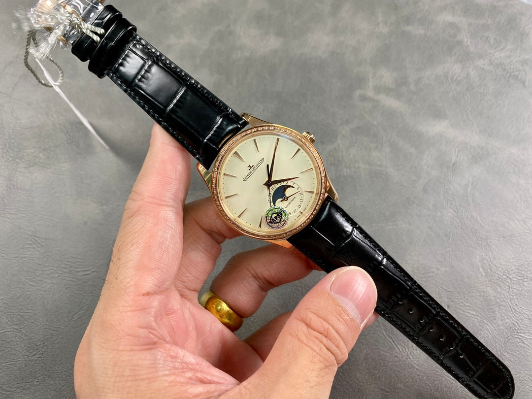 🌙✨ Jaeger-LeCoultre Master Ultra Thin Moon – Oro rosa con diamantes