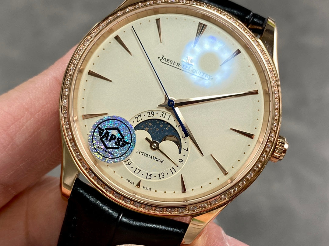 🌙✨ Jaeger-LeCoultre Master Ultra Thin Moon – Oro rosa con diamantes