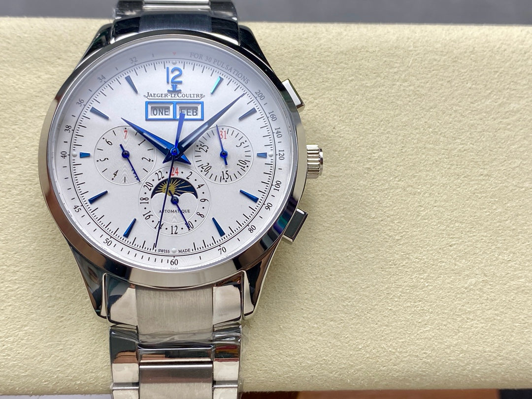 🕰️🌙 Jaeger-LeCoultre Master Control Chronograph Calendar (acero, esfera plateada)