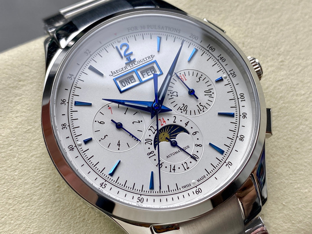 🕰️🌙 Jaeger-LeCoultre Master Control Chronograph Calendar (acero, esfera plateada)